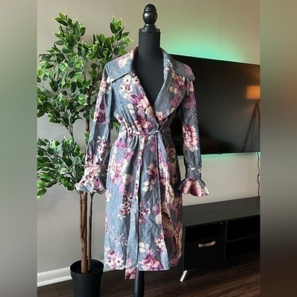 Jill Stuart Jacket/Coat Denim Floral Print Sz xs - Picture 1 of 9